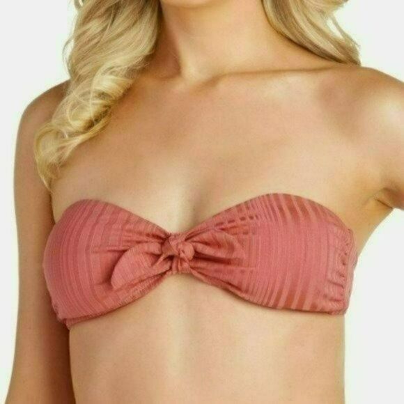 NWT MSRP $42 Raisins Beach Cove Textured Bandeau Bikini Top Junior Size - Picture 2 of 7